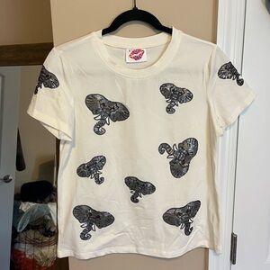 White T-Shirt with Elephants Everywhere Alabama